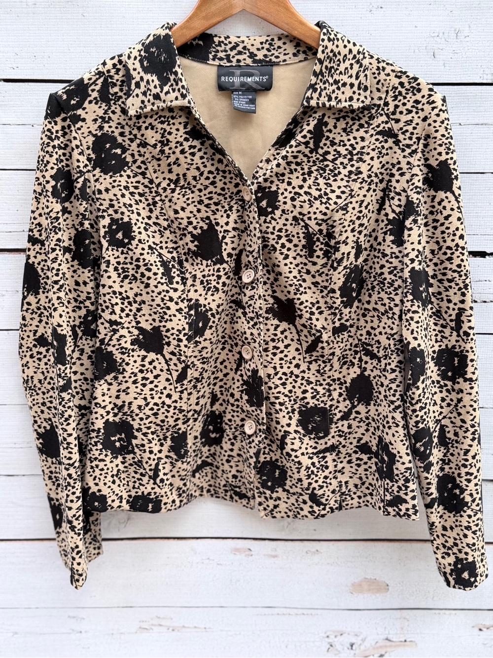 Vintage Requirements Leopard & Floral Mixed Print Button-Front Blazer